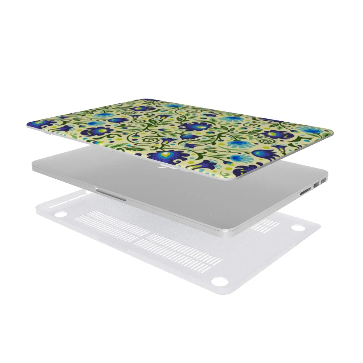 Gdańsk Blues Wycinanki MacBook Case over yellow - The Global Wanderer