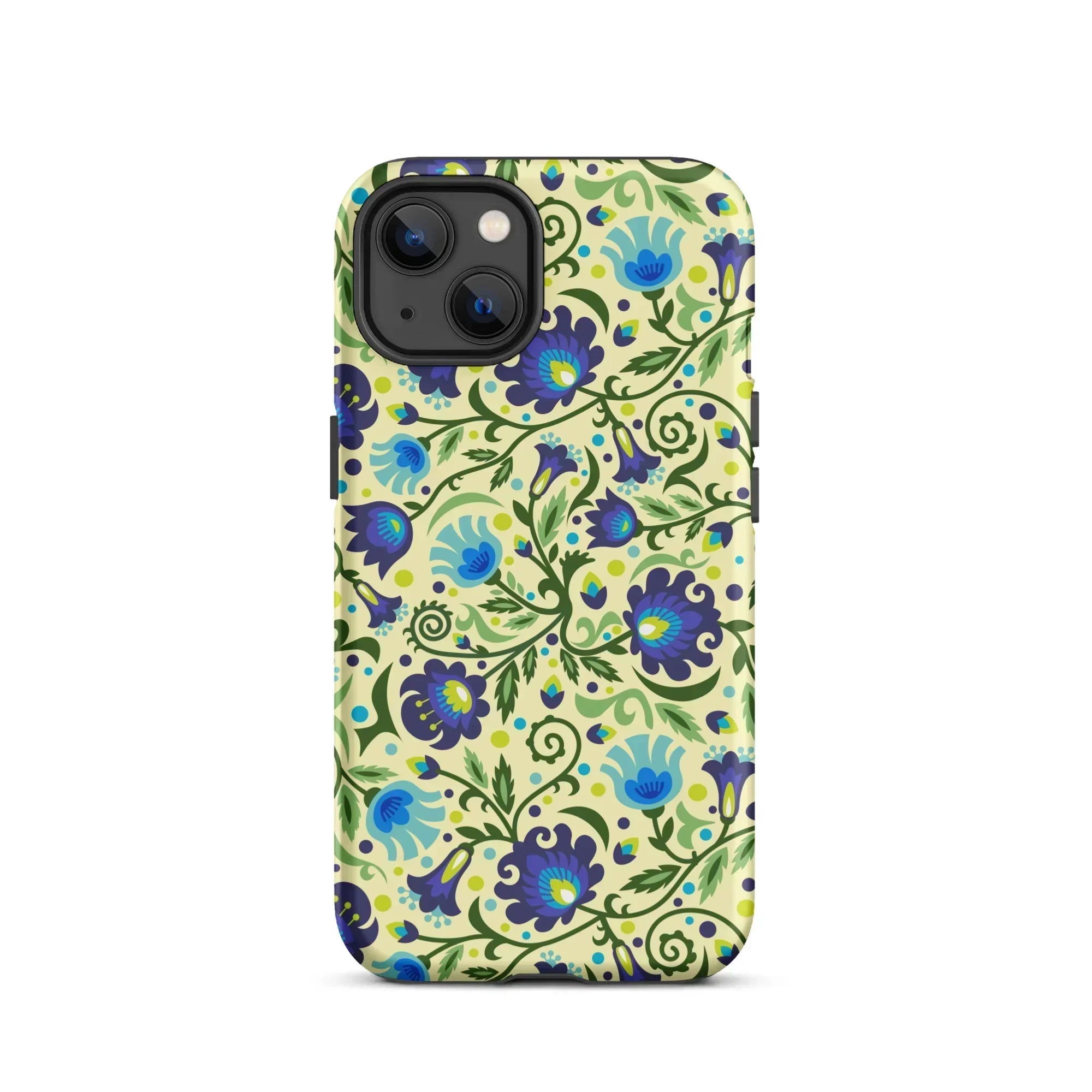 Gdańsk Blues Wycinanki iPhone Case over yellow - The Global Wanderer