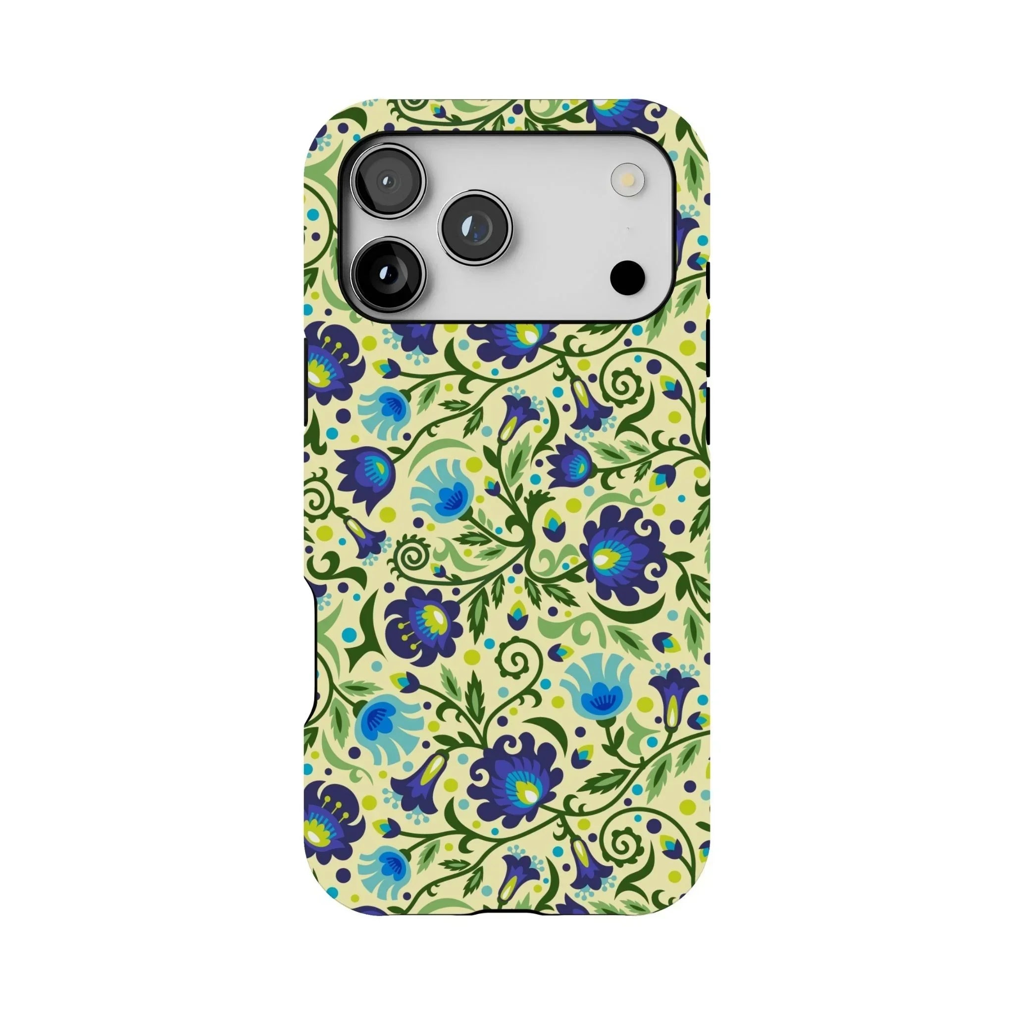 Gdańsk Blues Wycinanki MagSafe iPhone Case over yellow - The Global Wanderer