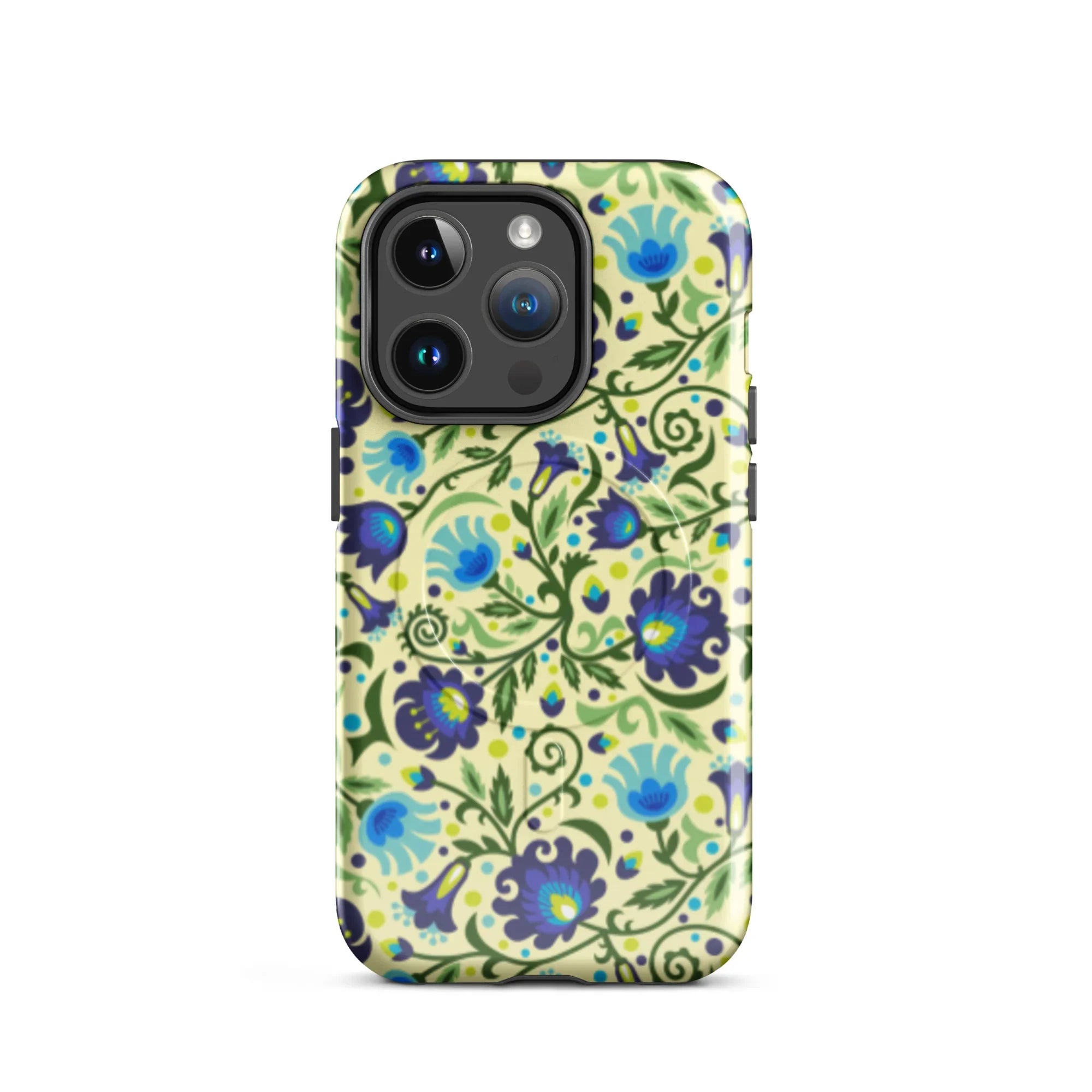 Gdańsk Blues Wycinanki MagSafe iPhone Case over yellow - The Global Wanderer