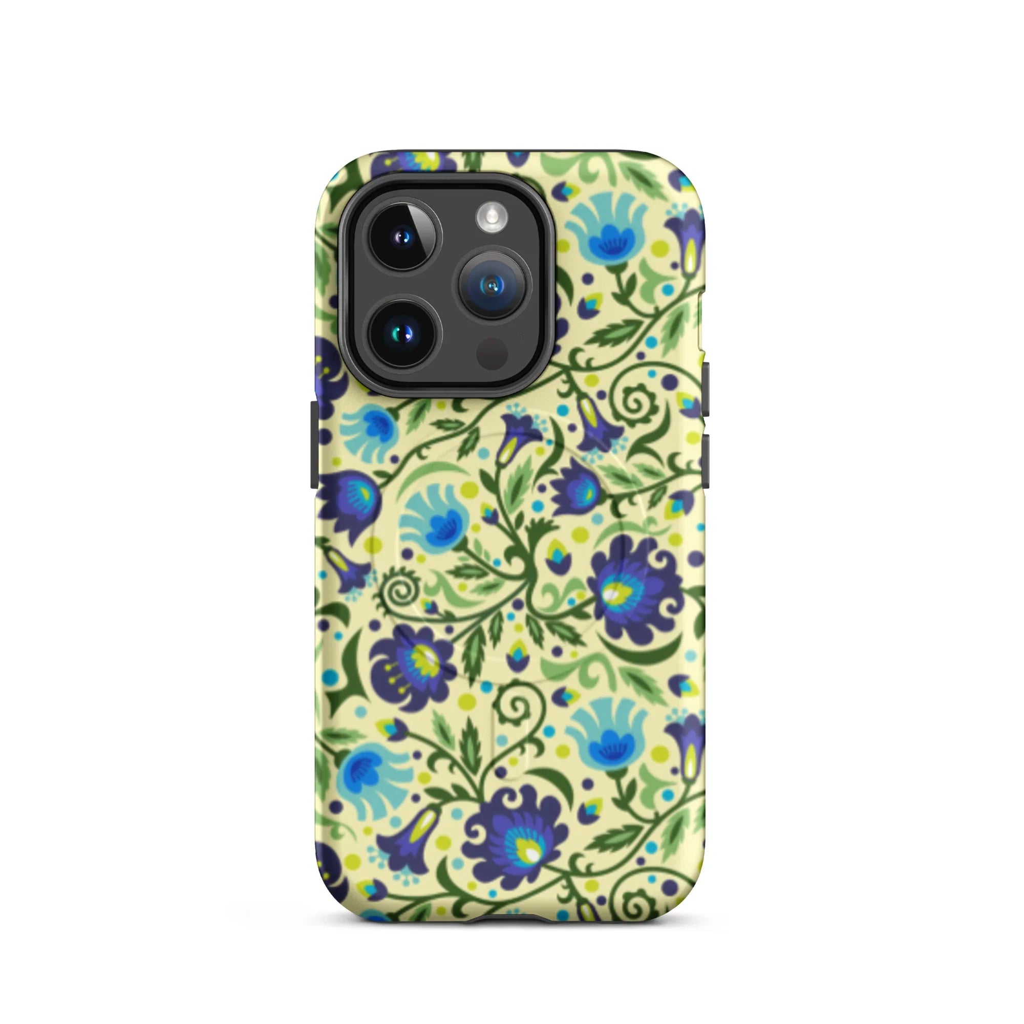 Gdańsk Blues Wycinanki MagSafe iPhone Case over yellow - The Global Wanderer