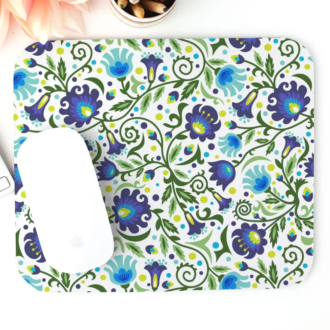 Gdańsk Blues Wycinanki Mouse Pad over white - The Global Wanderer