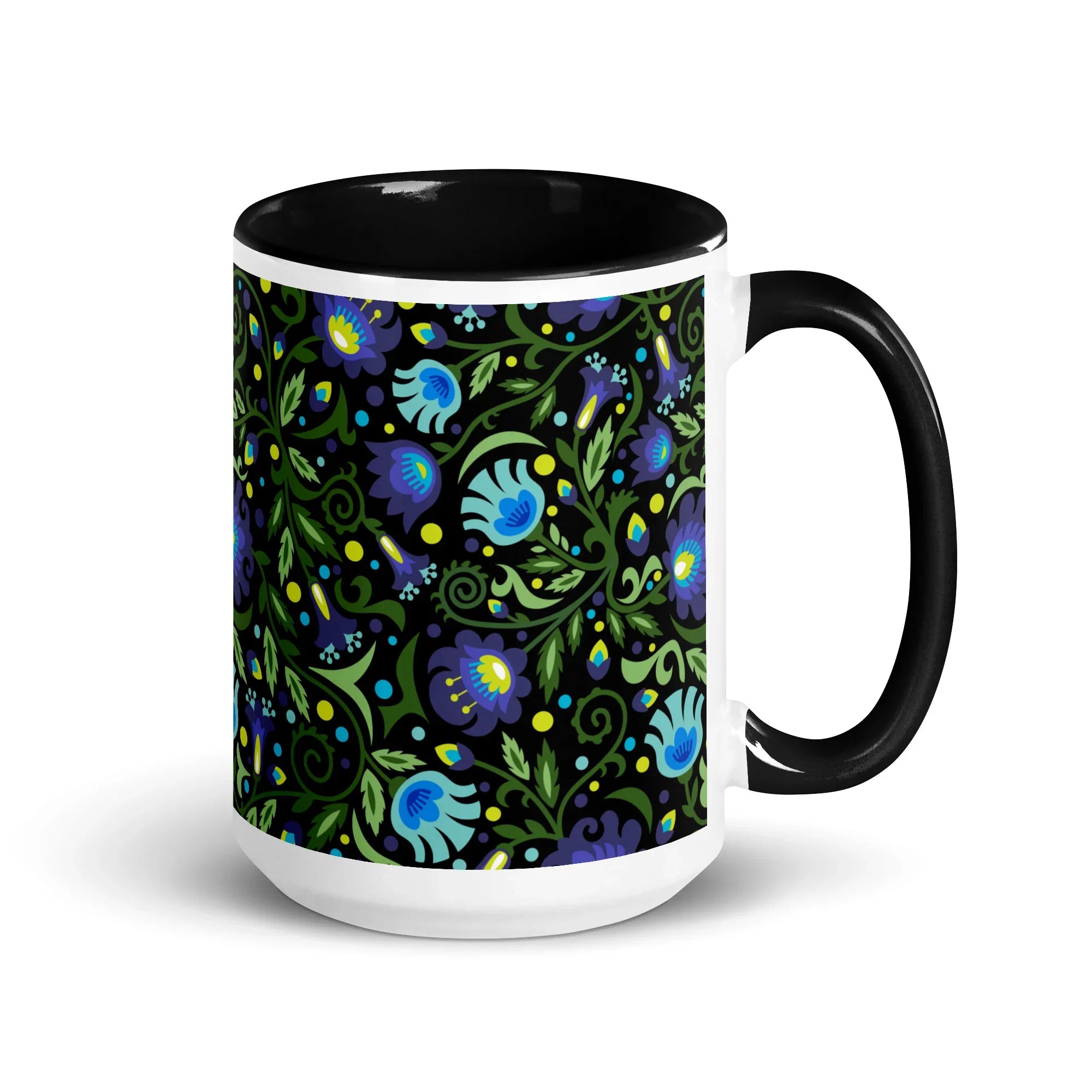 Gdańsk Blues Wycinanki Mug over black - The Global Wanderer