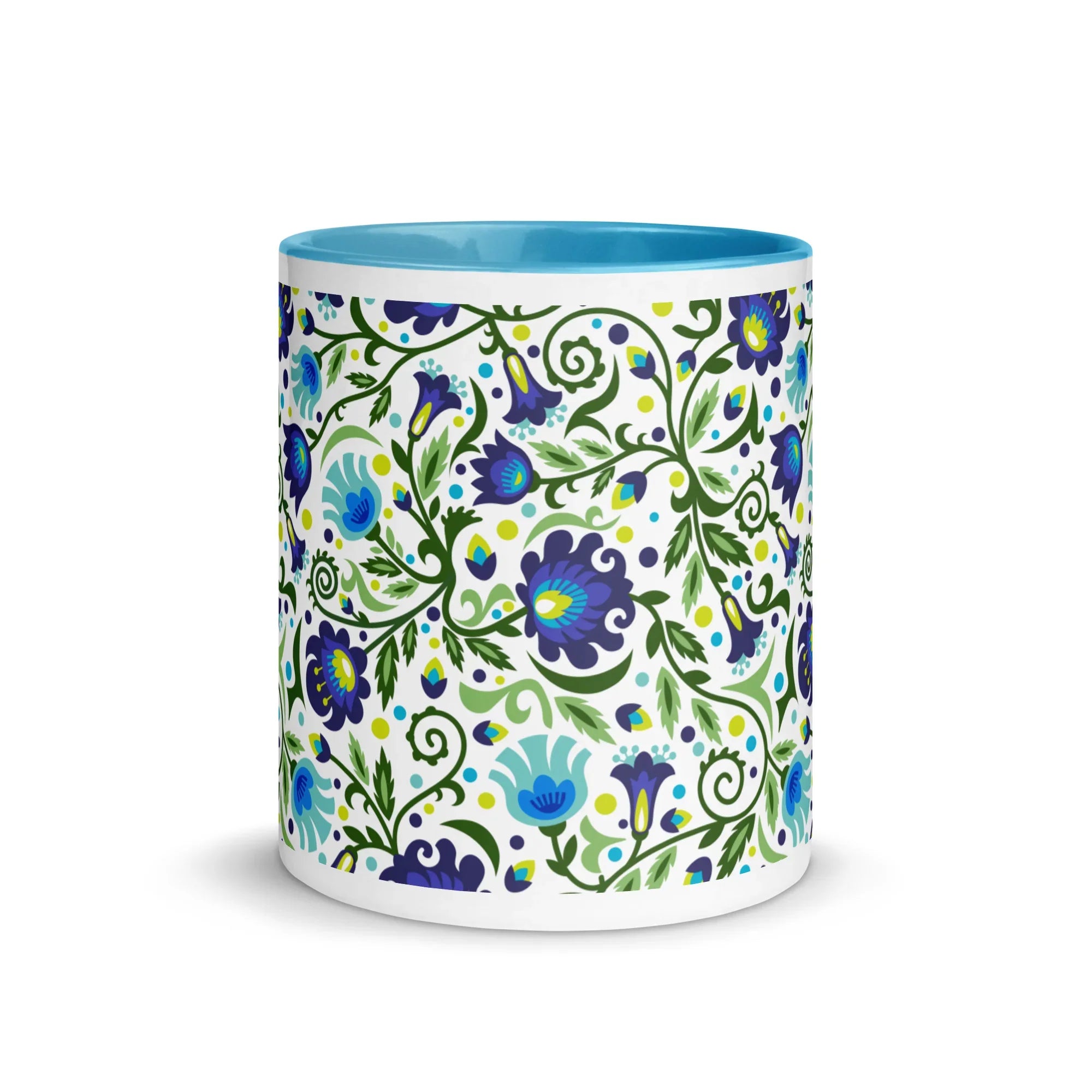 Gdańsk Blues Wycinanki Mug over white - The Global Wanderer