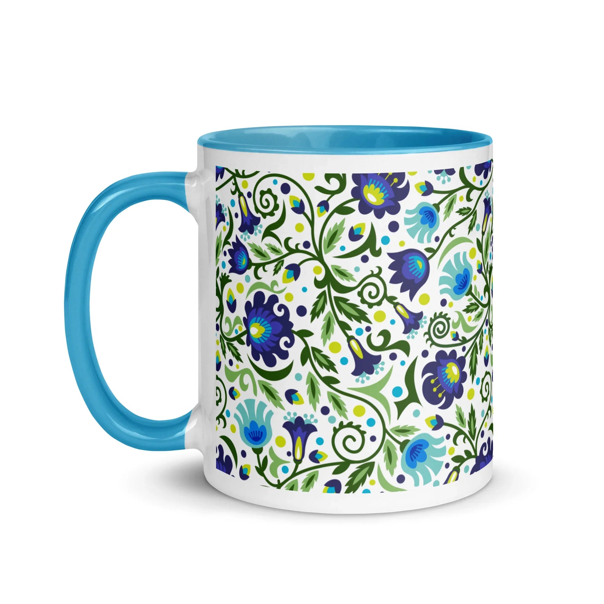 Gdańsk Blues Wycinanki Mug over white - The Global Wanderer