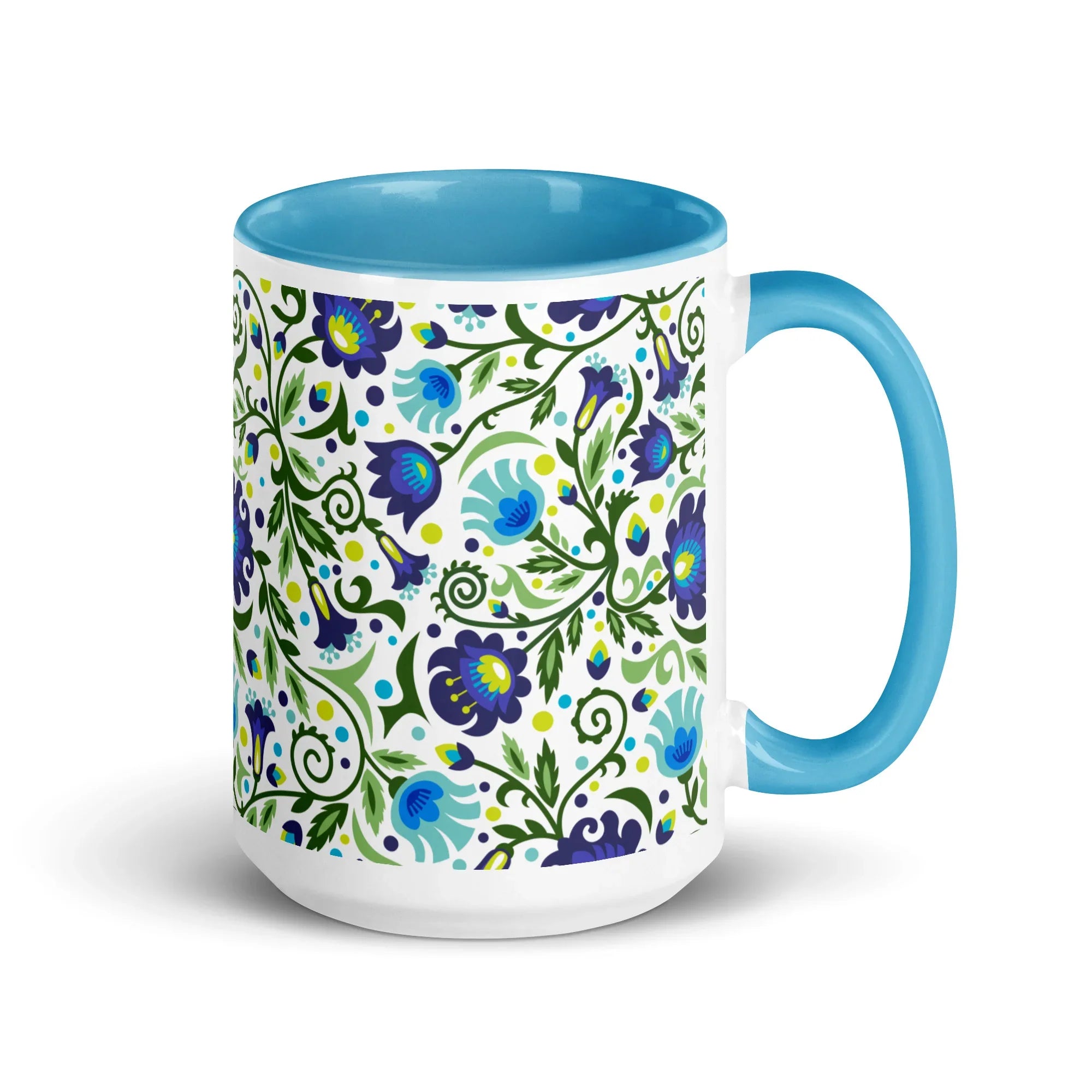 Gdańsk Blues Wycinanki Mug over white - The Global Wanderer