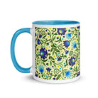 Gdańsk Blues Wycinanki Mug over yellow - The Global Wanderer
