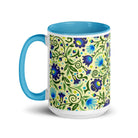 Gdańsk Blues Wycinanki Mug over yellow - The Global Wanderer