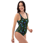 Gdańsk Blues Wycinanki One-Piece Swimsuit over black - The Global Wanderer