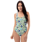 Gdańsk Blues Wycinanki One-Piece Swimsuit over white - The Global Wanderer