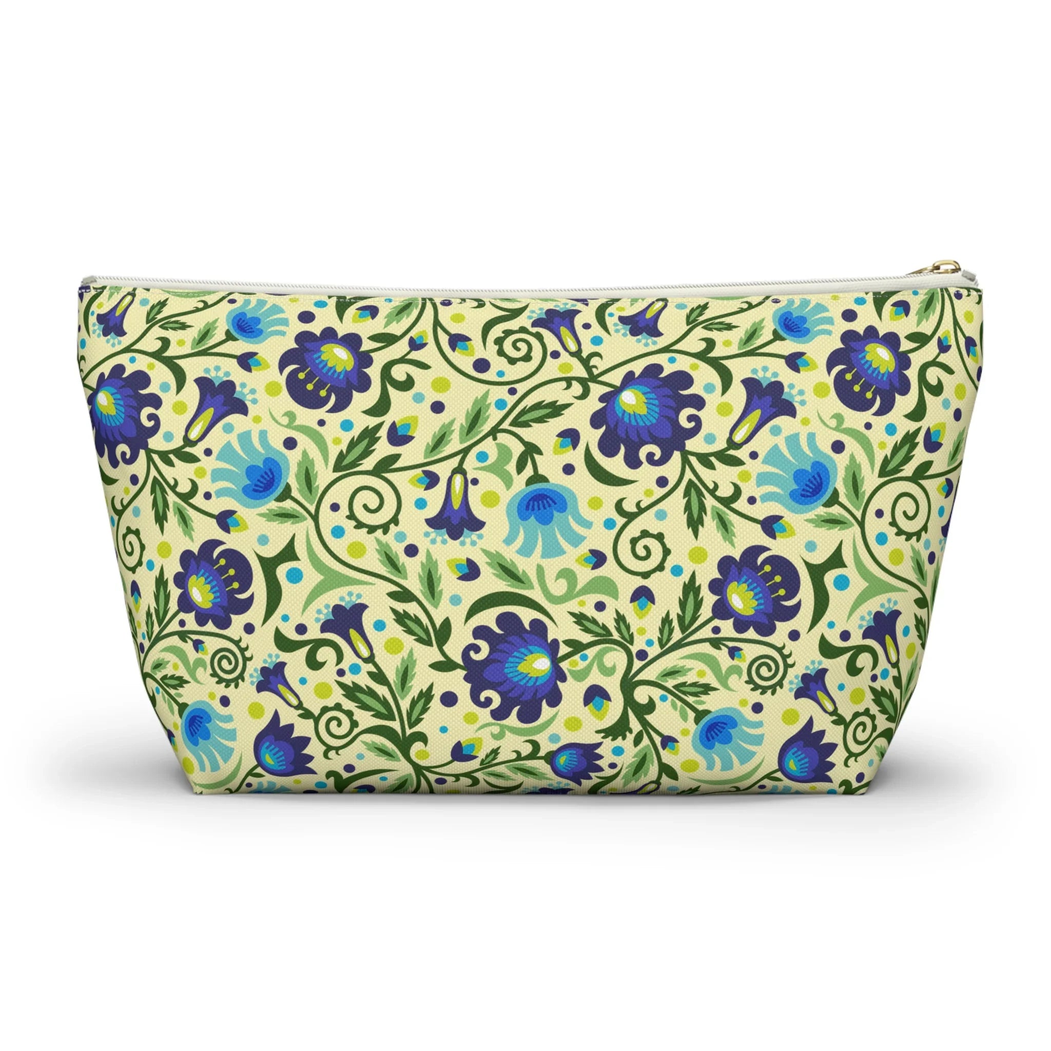 Gdańsk Blues Wycinanki Pouch over yellow - The Global Wanderer