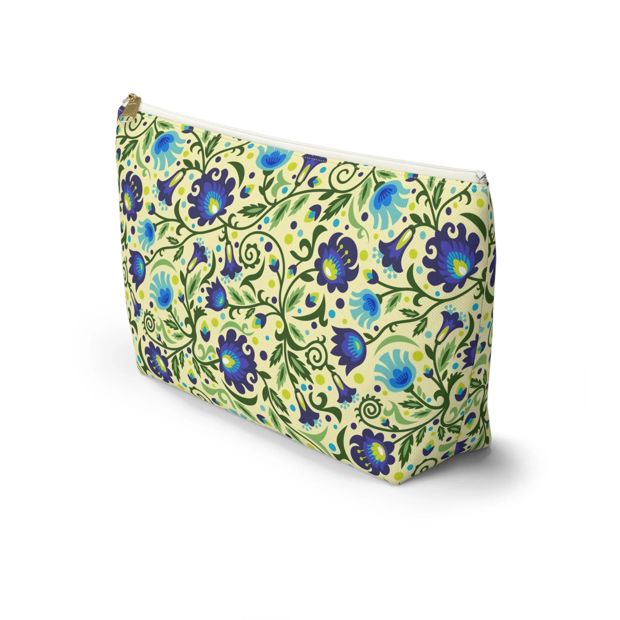 Gdańsk Blues Wycinanki Pouch over yellow - The Global Wanderer