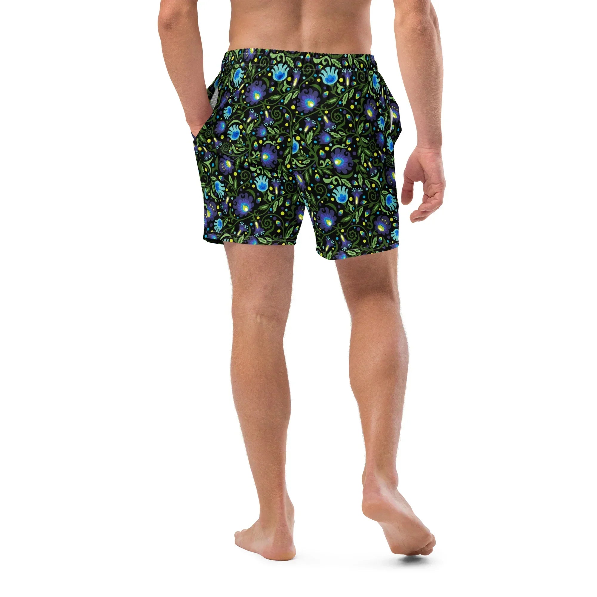 Gdańsk Blues Wycinanki Recycled Swim Trunk over black - The Global Wanderer