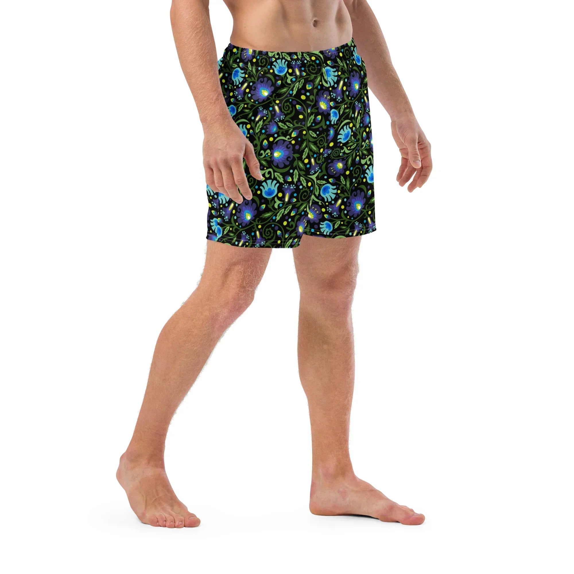 Gdańsk Blues Wycinanki Recycled Swim Trunk over black - The Global Wanderer