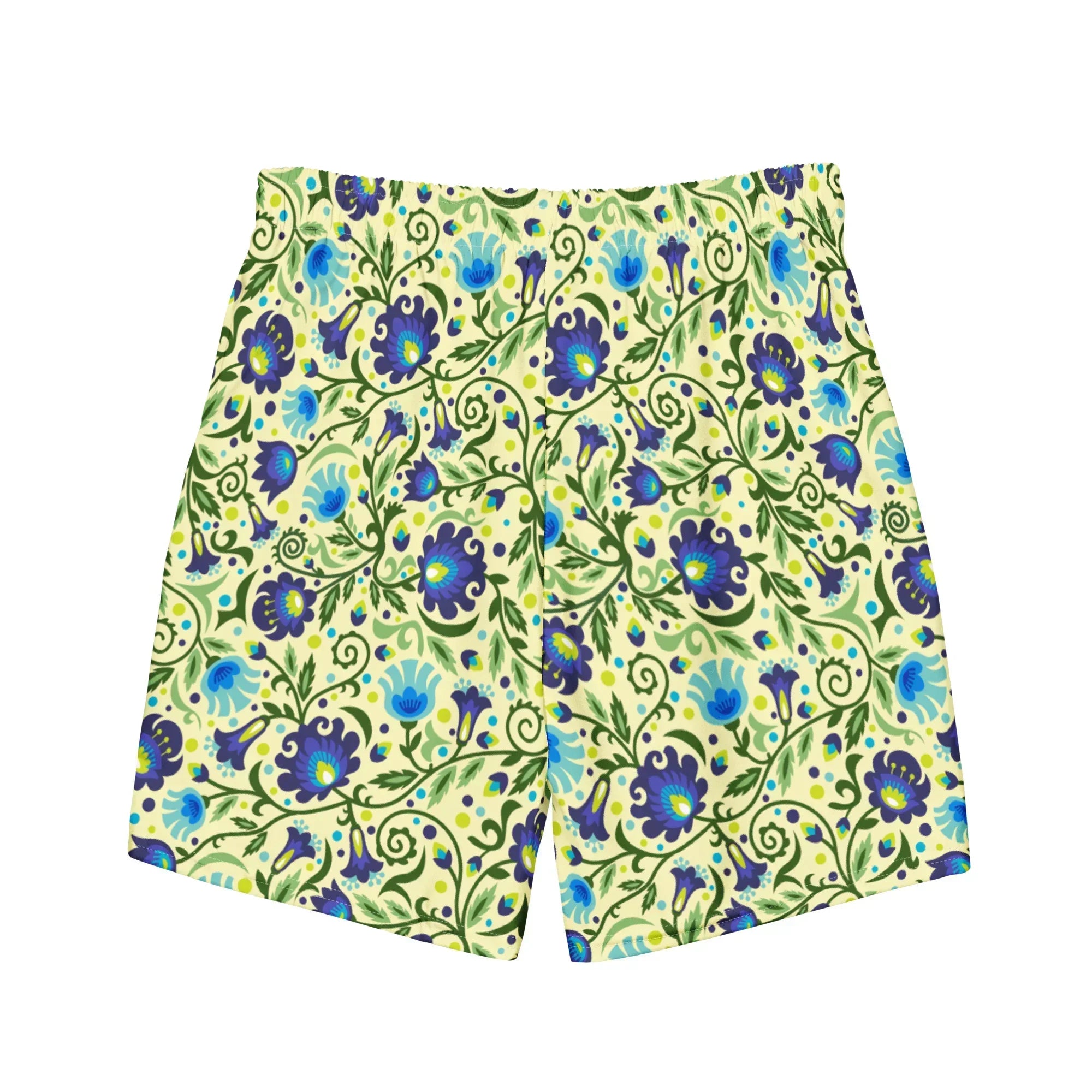 Gdańsk Blues Wycinanki Recycled Swim Trunk over yellow - The Global Wanderer