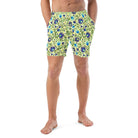 Gdańsk Blues Wycinanki Recycled Swim Trunk over yellow - The Global Wanderer