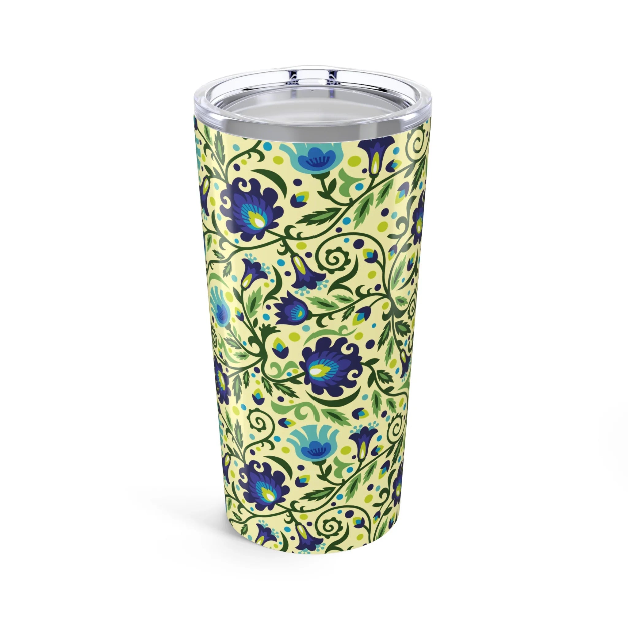 Gdańsk Blues Wycinanki Tumbler over yellow - The Global Wanderer