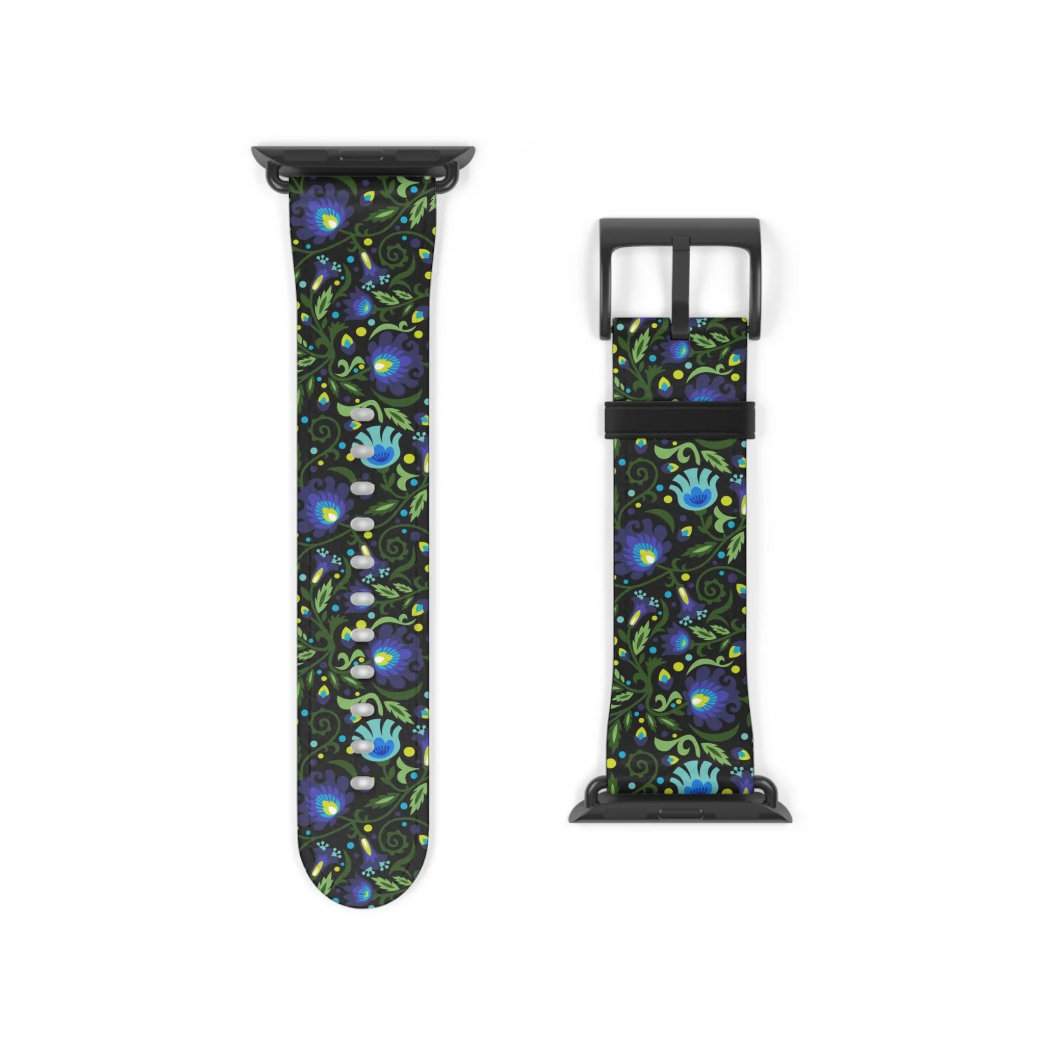 Gdańsk Blues Wycinanki Watch Band over black - The Global Wanderer