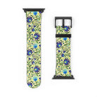Gdańsk Blues Wycinanki Watch Band over yellow - The Global Wanderer