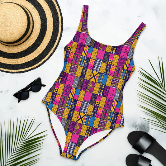 Ghanaian Kente Cloth One-Piece Swimsuit - The Global Wanderer