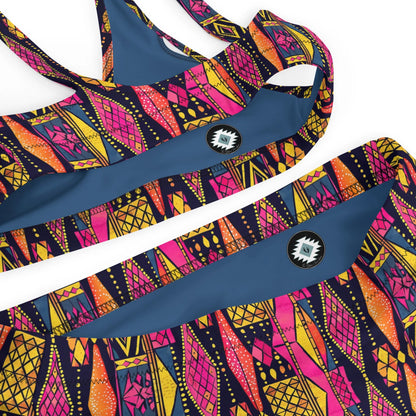 Ghanaian Kente Cloth Recycled High-Waisted Bikini - The Global Wanderer