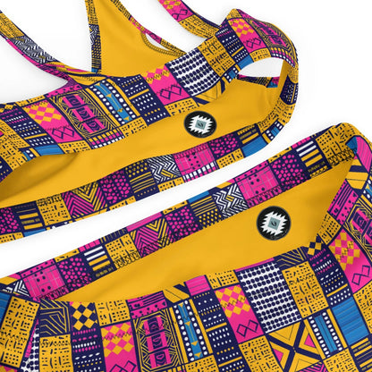 Ghanaian Kente Cloth Recycled High-Waisted Bikini - The Global Wanderer