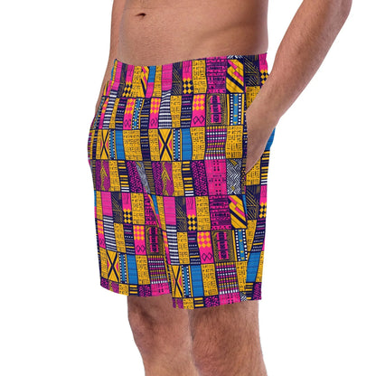 Ghanaian Kente Cloth Recycled Men's Swim Trunks - The Global Wanderer