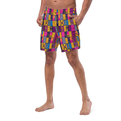 Ghanaian Kente Cloth Recycled Men's Swim Trunks - The Global Wanderer