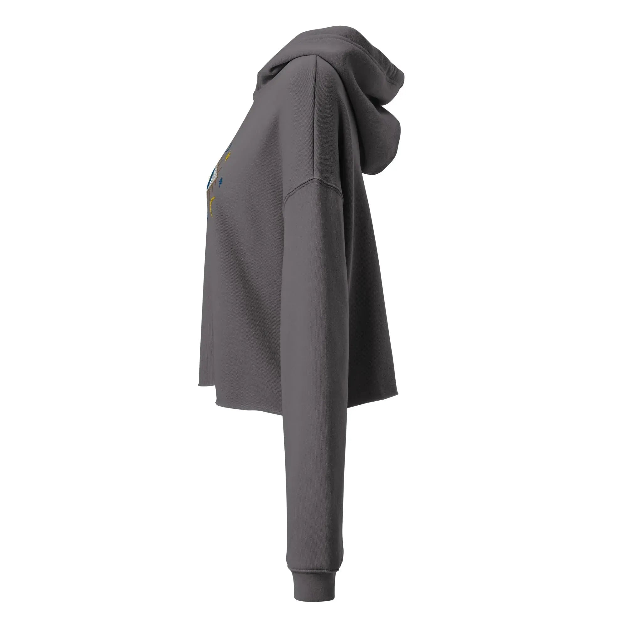 Greek Evil Eye Embroidered Cropped Hoodie - The Global Wanderer