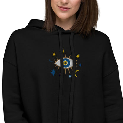 Greek Evil Eye Embroidered Hoodie - The Global Wanderer