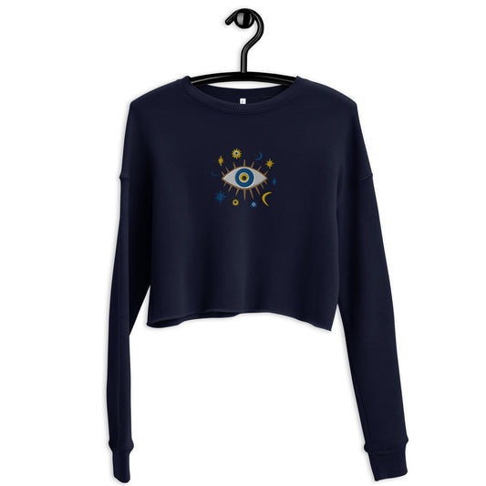 Greek Evil Eye Cropped Sweatshirt - The Global Wanderer