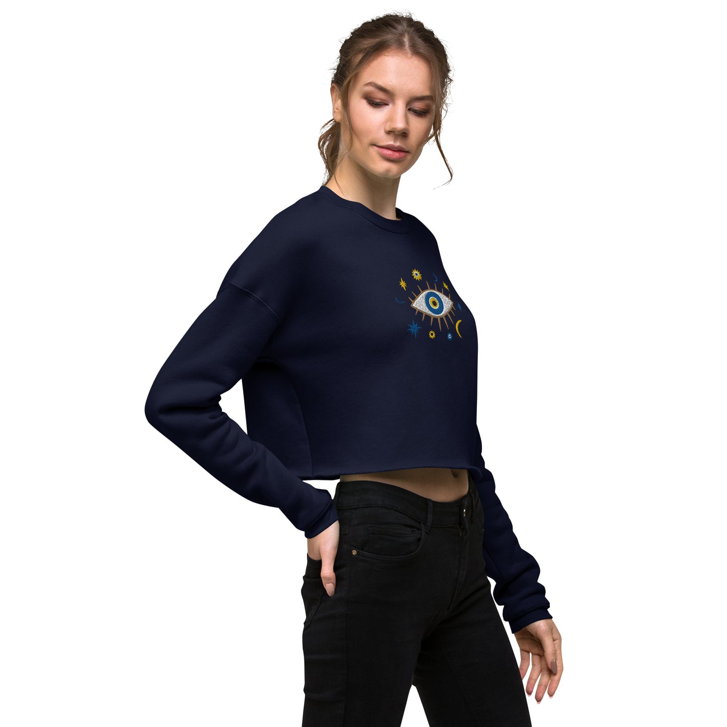 Greek Evil Eye Cropped Sweatshirt - The Global Wanderer