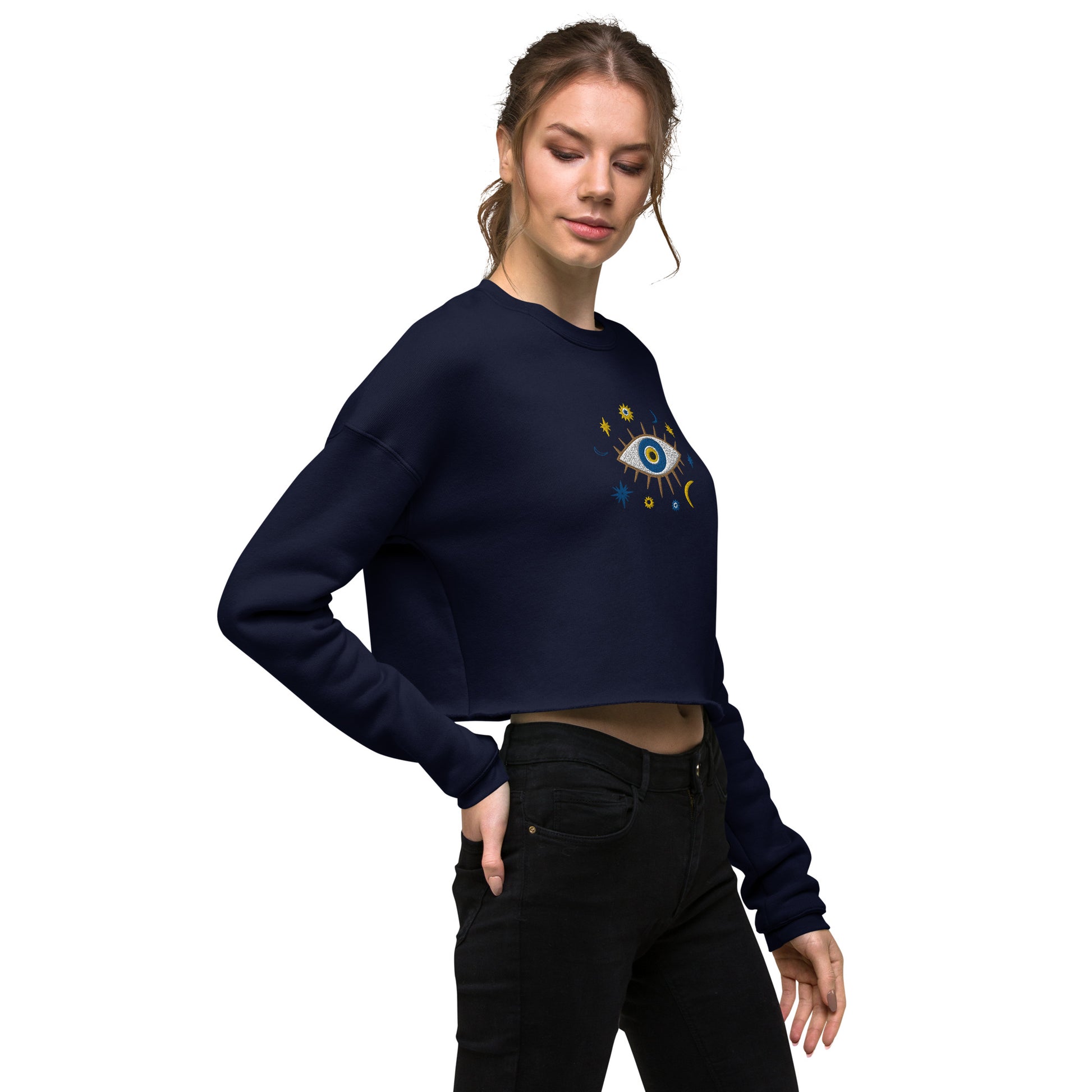 Greek Evil Eye Cropped Sweatshirt - The Global Wanderer