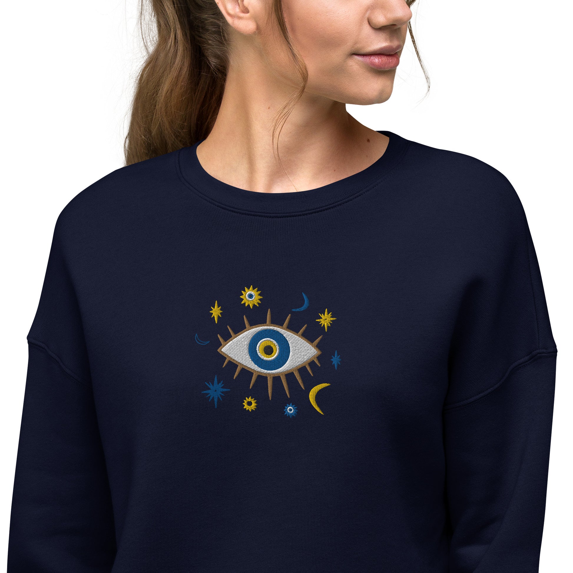 Greek Evil Eye Cropped Sweatshirt - The Global Wanderer