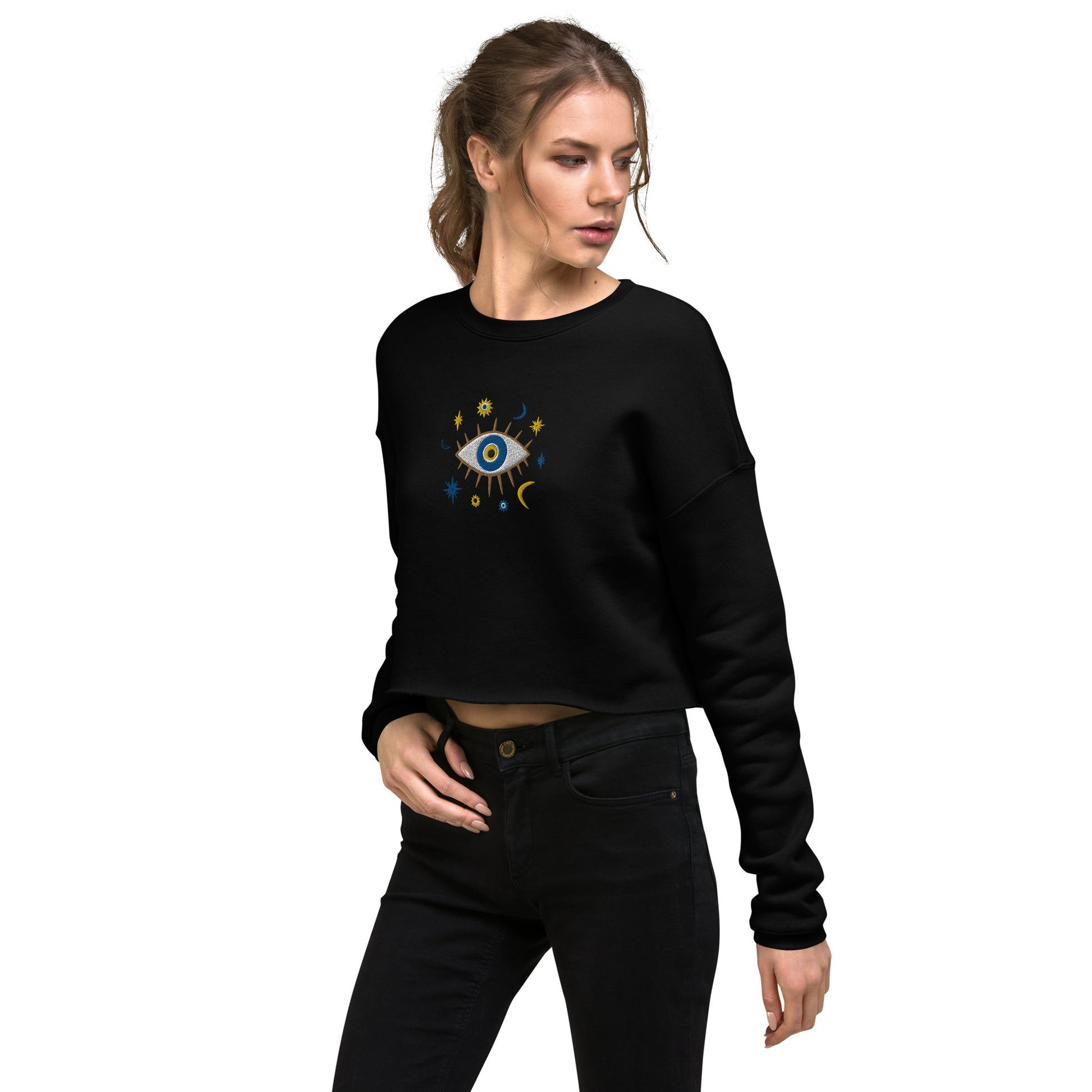 Greek Evil Eye Cropped Sweatshirt - The Global Wanderer