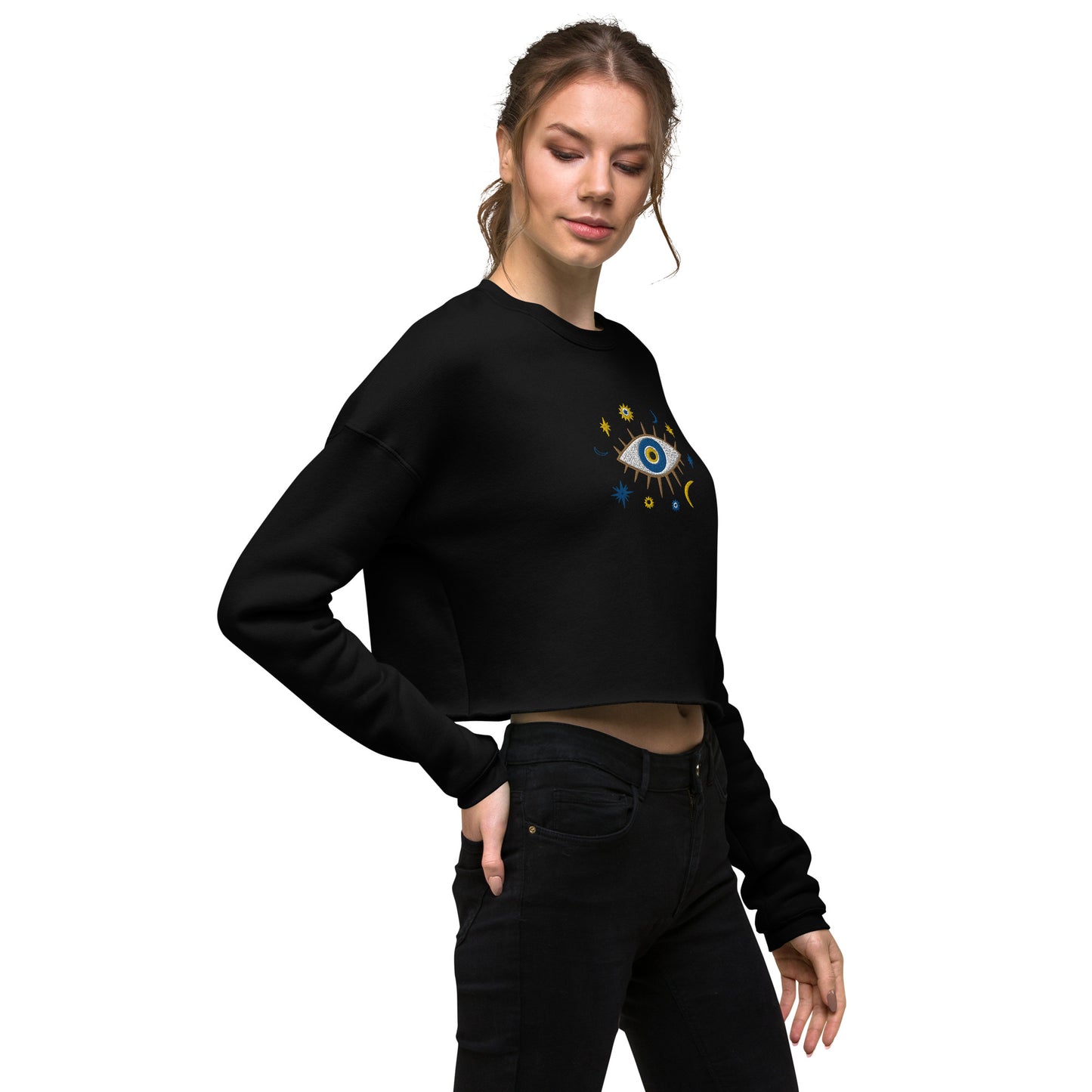 Greek Evil Eye Cropped Sweatshirt - The Global Wanderer