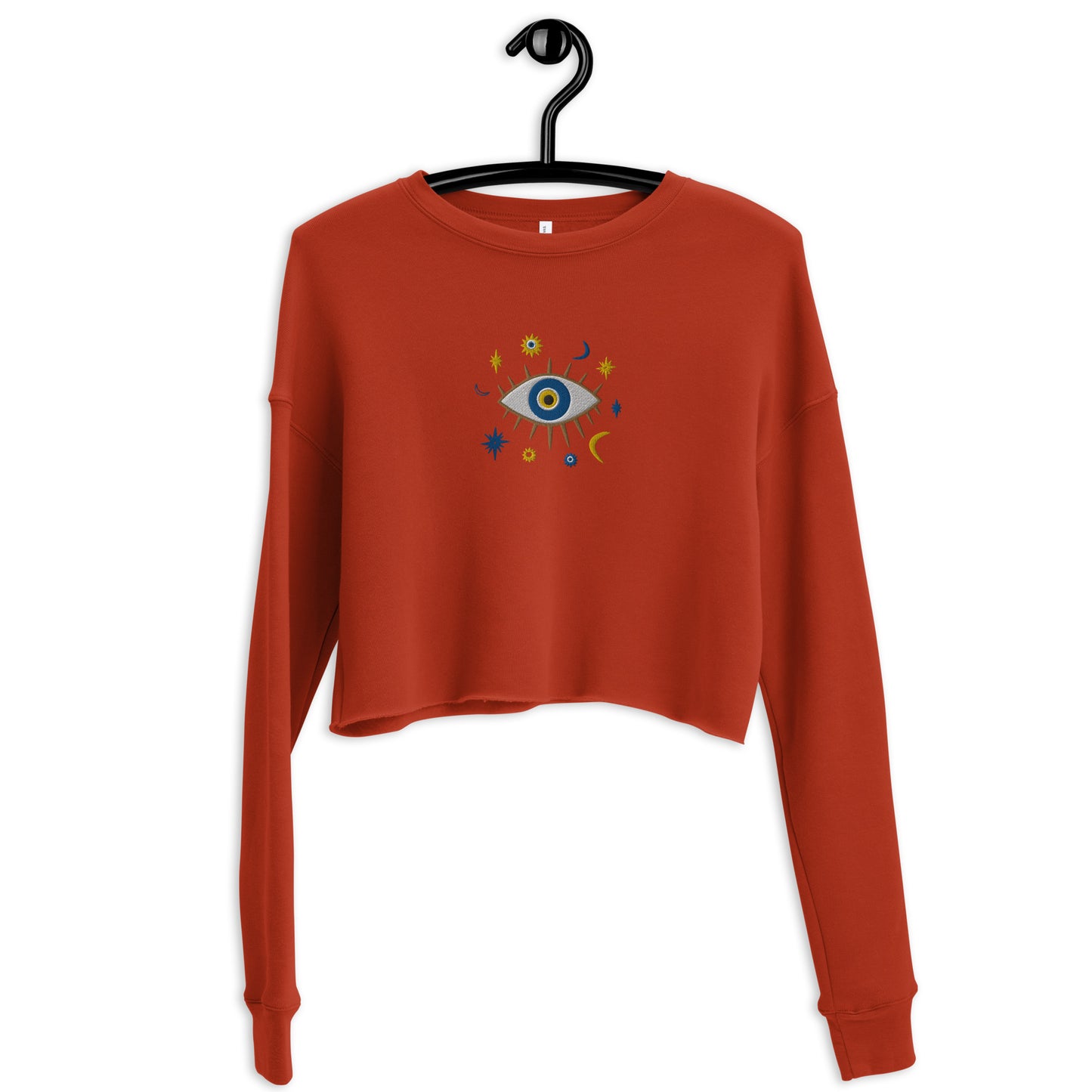 Greek Evil Eye Embroidered Cropped Sweatshirt - The Global Wanderer