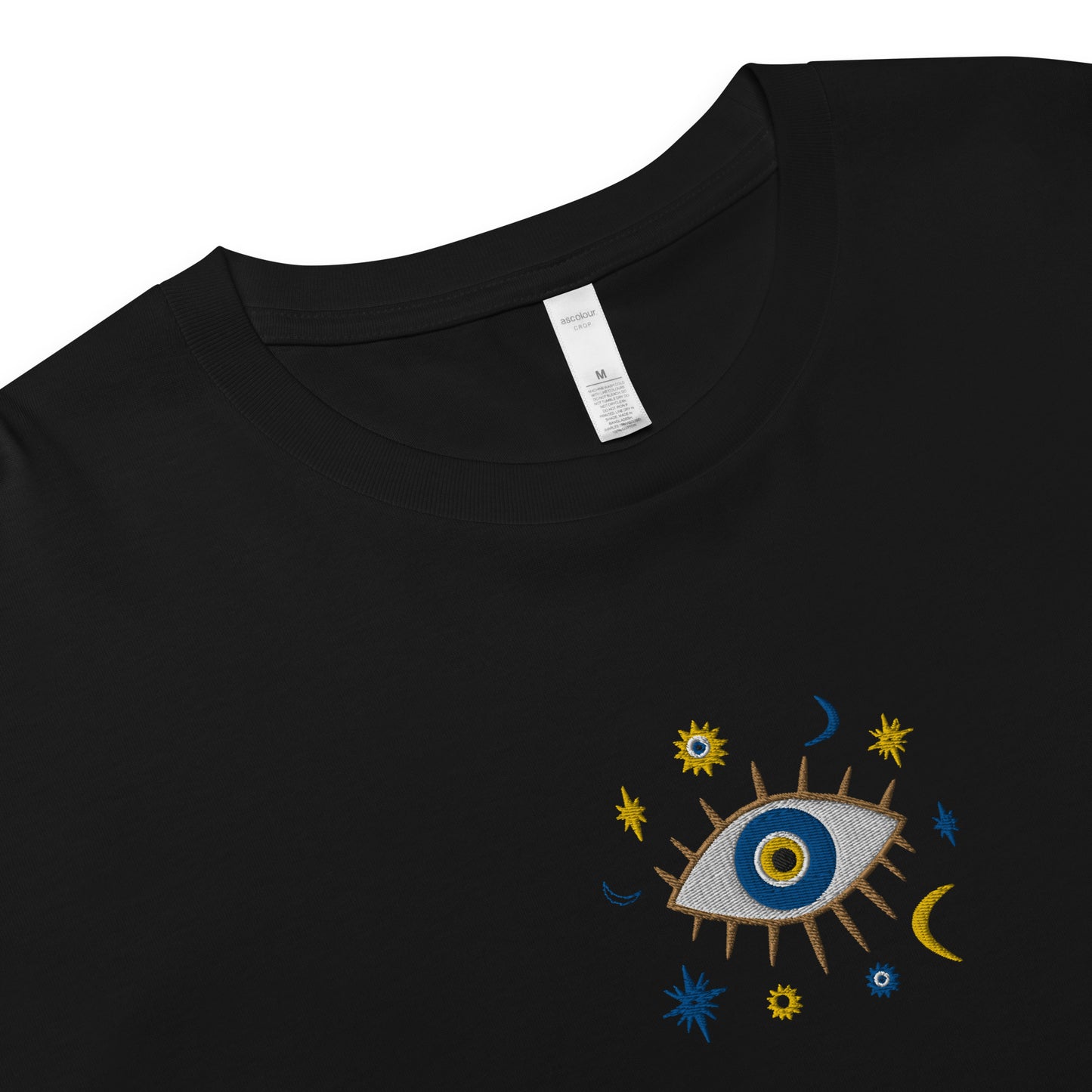 Greek Evil Eye Embroidered Cropped T-Shirt - The Global Wanderer