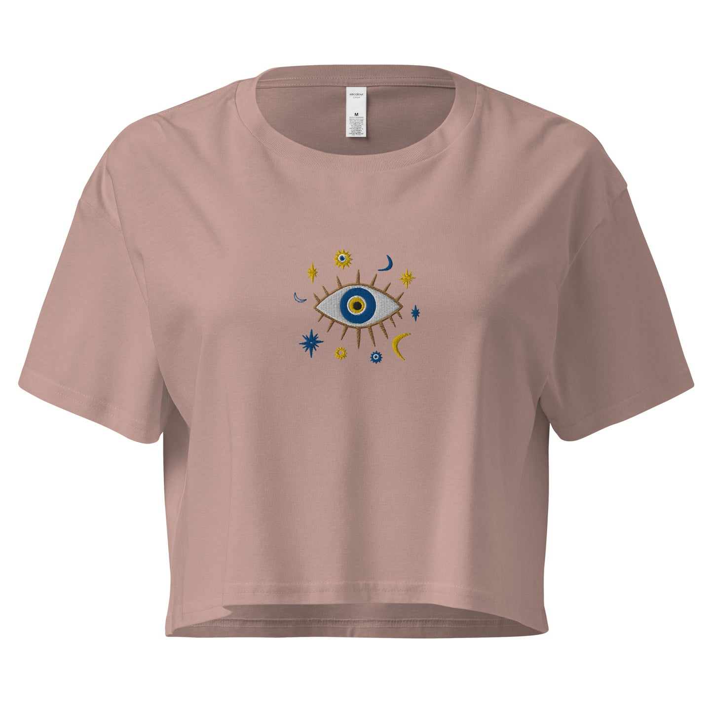 Greek Evil Eye Embroidered Cropped T-Shirt - The Global Wanderer