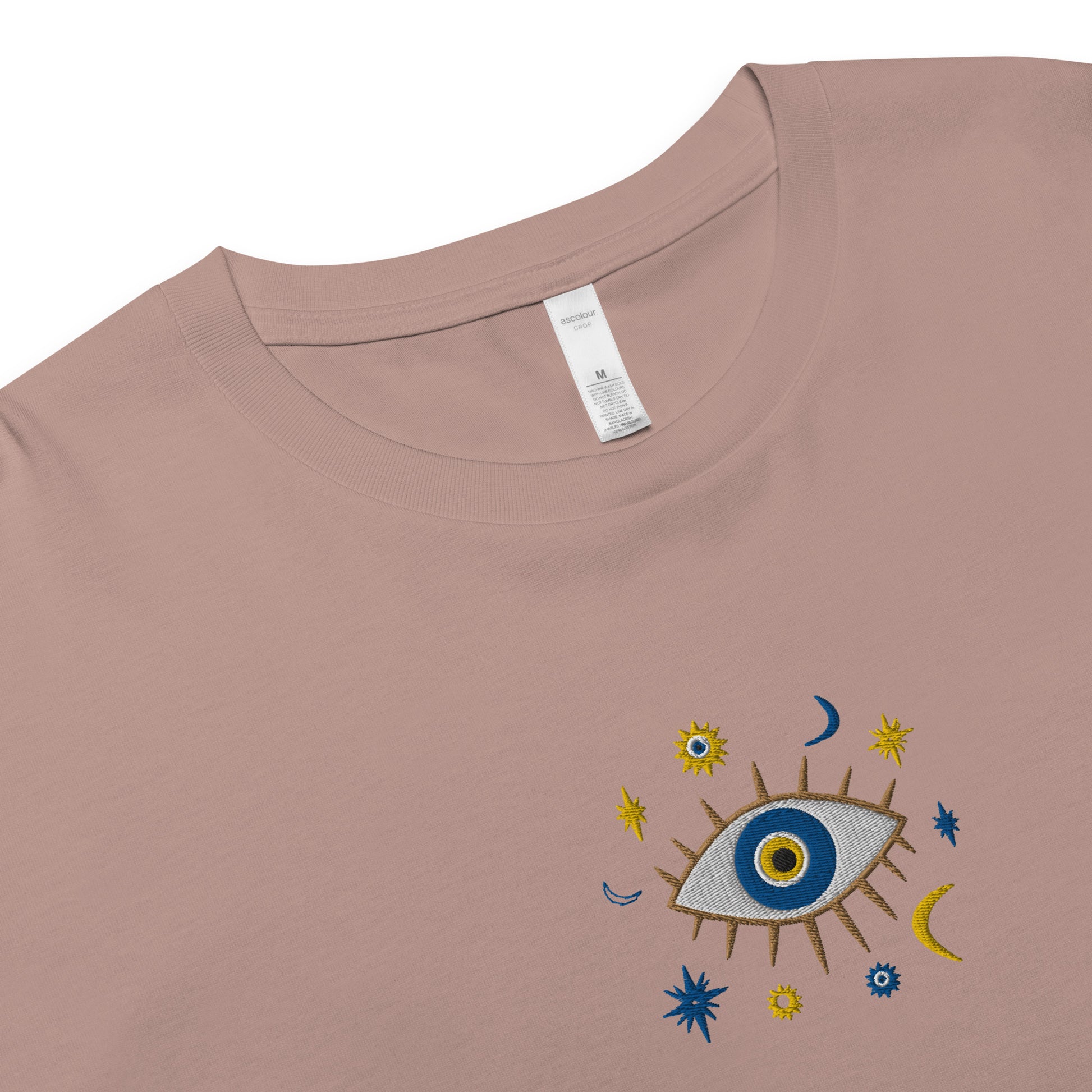 Greek Evil Eye Embroidered Cropped T-Shirt - The Global Wanderer