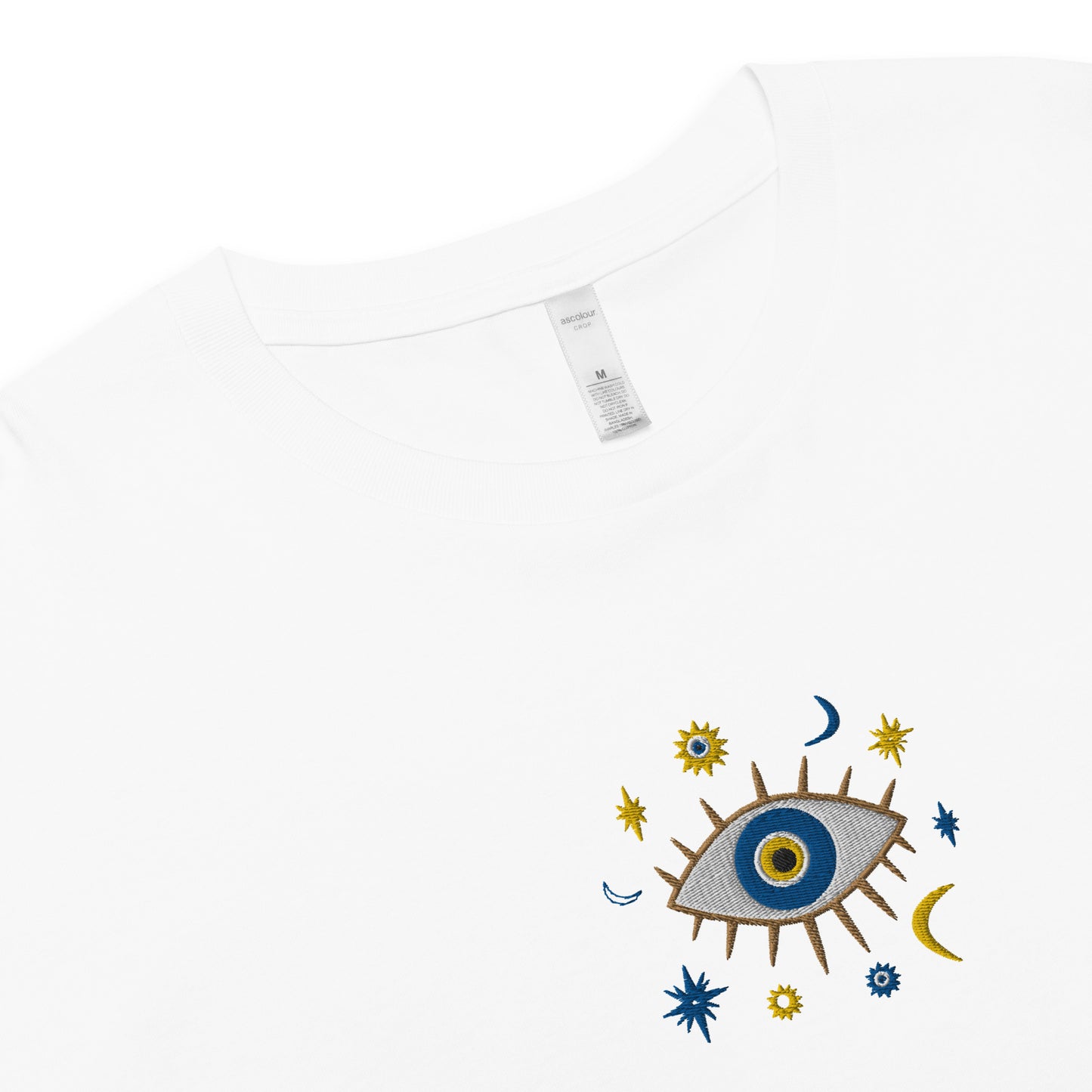 Greek Evil Eye Embroidered Cropped T-Shirt - The Global Wanderer