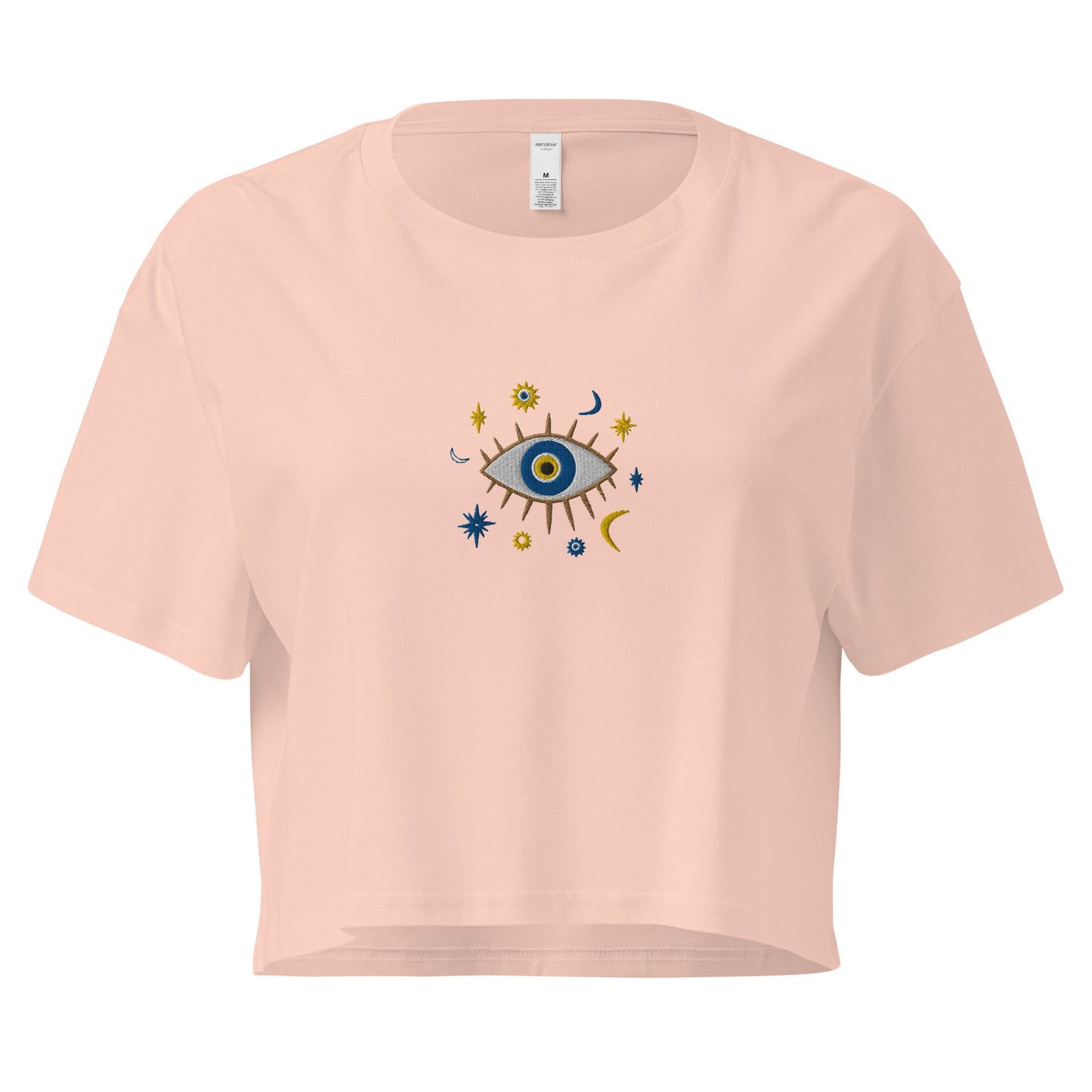 Greek Evil Eye Embroidered Cropped T-Shirt - The Global Wanderer