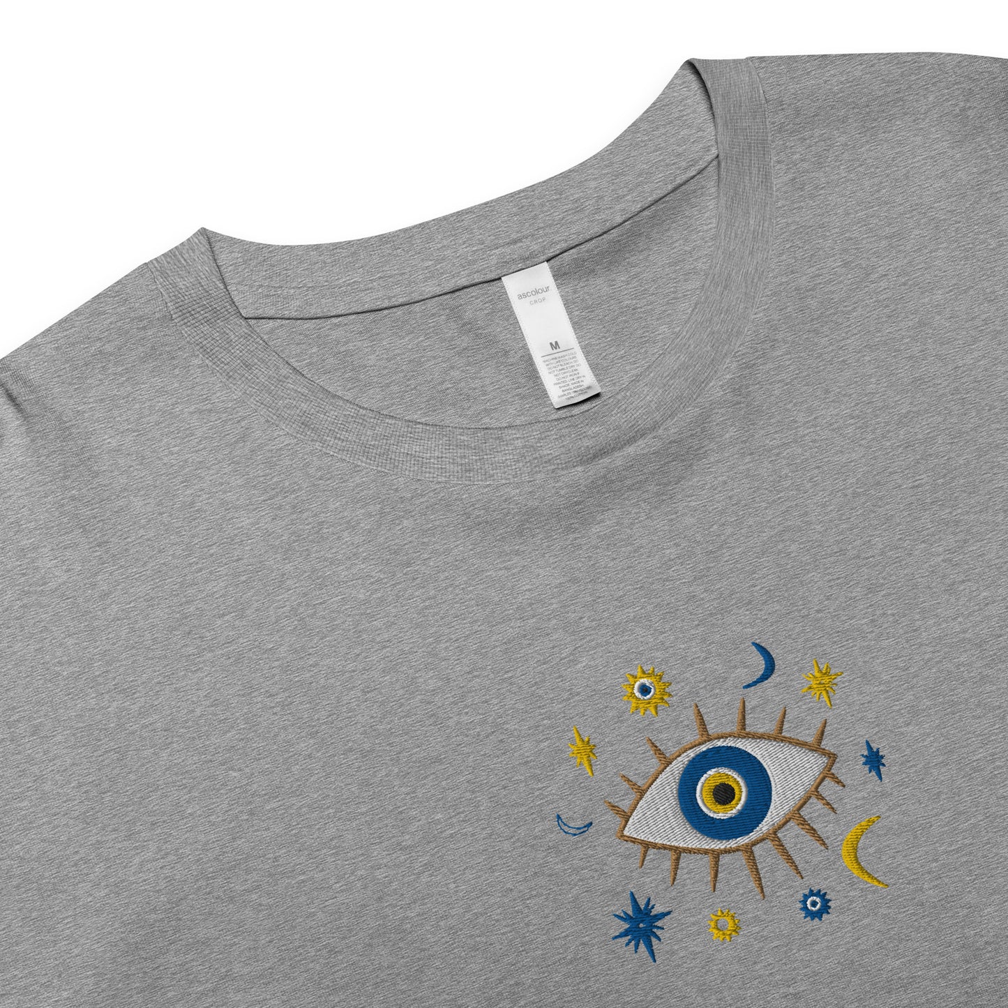 Greek Evil Eye Embroidered Cropped T-Shirt - The Global Wanderer