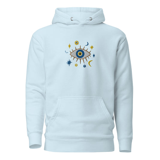 Greek Evil Eye Embroidered Hoodie - The Global Wanderer