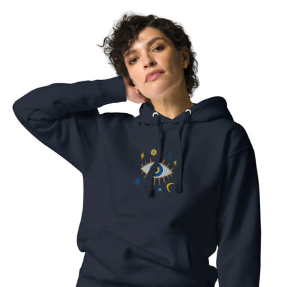 Greek Evil Eye Embroidered Hoodie - The Global Wanderer