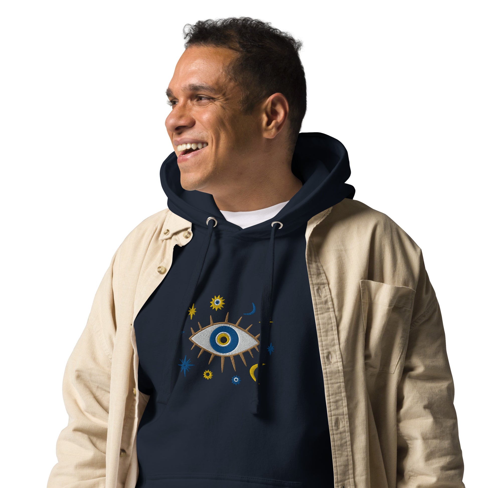 Greek Evil Eye Embroidered Hoodie - The Global Wanderer