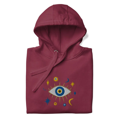 Greek Evil Eye Embroidered Hoodie - The Global Wanderer