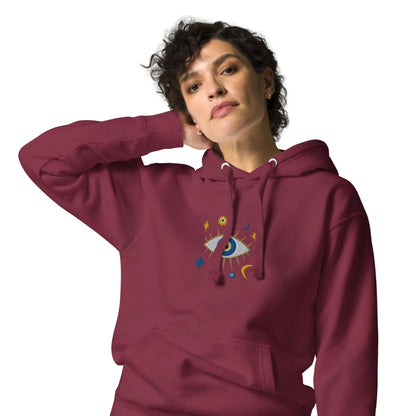 Greek Evil Eye Embroidered Hoodie - The Global Wanderer