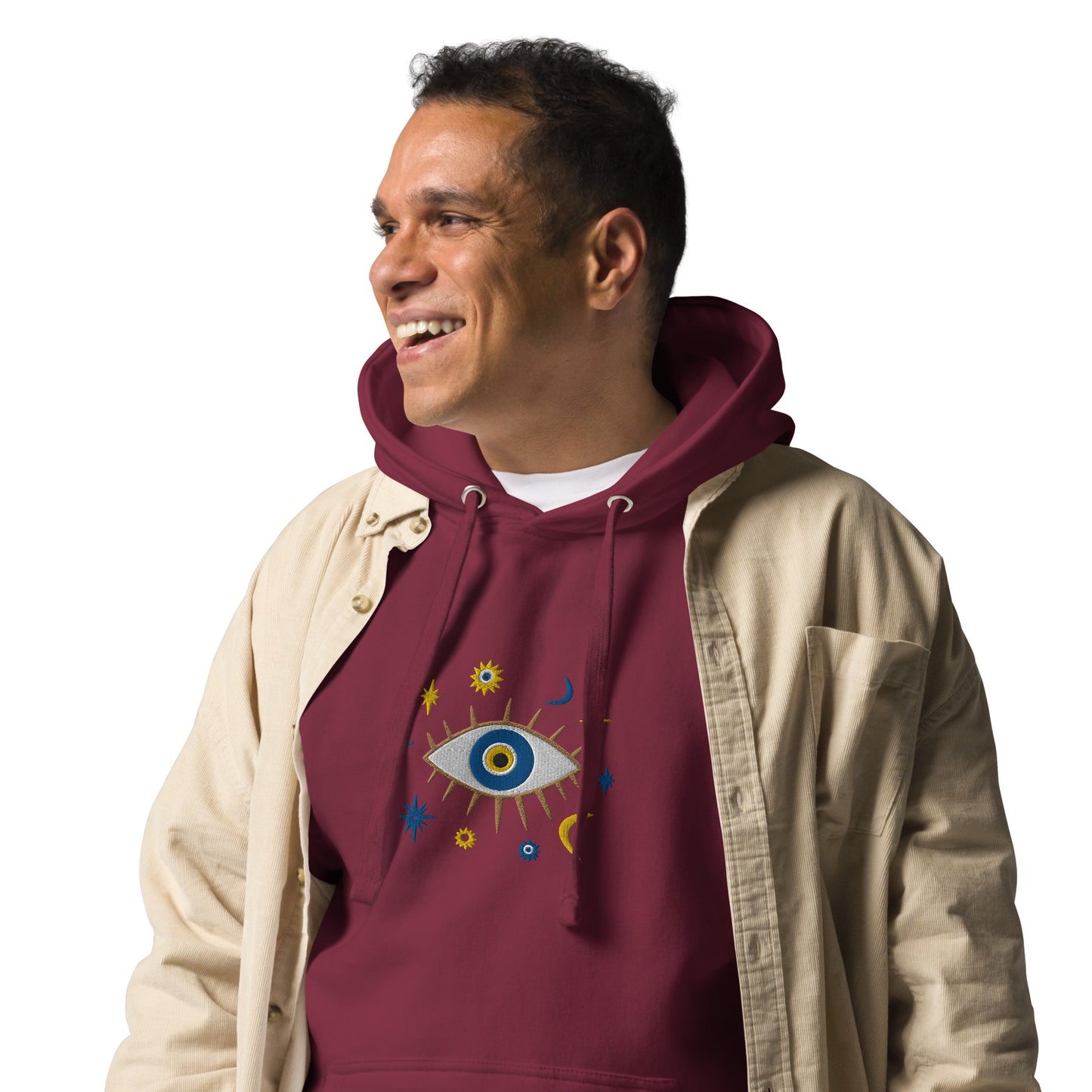 Greek Evil Eye Embroidered Hoodie - The Global Wanderer