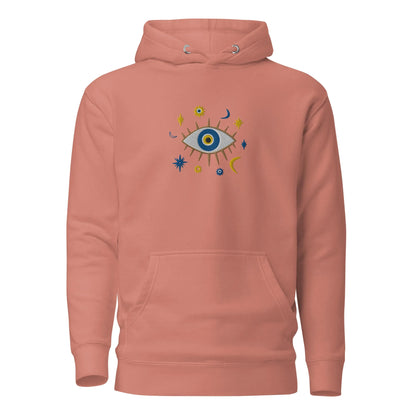 Greek Evil Eye Embroidered Hoodie - The Global Wanderer